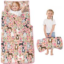 Boston Terrier Dog and Flower Florals Toddler Nap Mats for Kids Preschool,Sleeping Mat Bag or Kids,Toddler Sleeping Bag,Toddler Nap Mat or Daycare