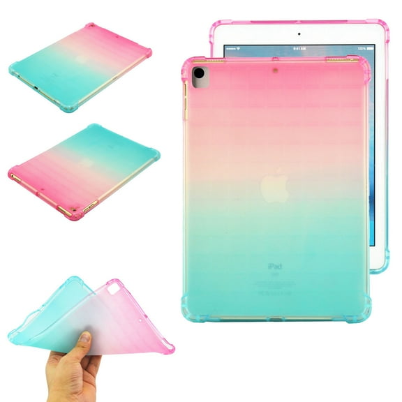 Dteck Case for Apple iPad 9th Generation 10.2" (2021), iPad 8th Gen 2020 Shockproof Slim Rubber iPad 7th Gen 10.2" 2019 Case Ultra-Thin Lightweight Back Protective TPU Cover,Pink Green