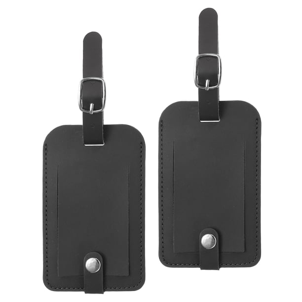 Etiquetas de equipaje Uxcell de 2 paquetes, etiquetas de nombre de maleta de cuero PU, etiquetas de maleta, accesorios de viaje, negro