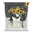 thumbnail image 2 of Cow Sunflower Tie Up Curtain 45 Inches Long, Plant Farm Flower Balloon Style Kitchen Window Curtain Over Sink, Small Window Rod Pocket Curtain 42"x45", 2 of 9