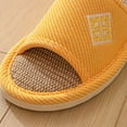 thumbnail image 6 of Xfvqtps Mens and Womens Home Slippers Simplicity Solid Color Open Toe Straw Sole Comfortable Non-Slip Indoor Flax Slippers Yellow, 6 of 7