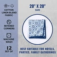 thumbnail image 7 of Fingercraft Cloth Napkin, Cotton Linen Blend Printed Table Napkins, Soft and Absorbent Fabric, 12 piece , 20x20In Medallion Blue, 7 of 7
