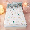 thumbnail image 4 of Manfei Watercolor Santa Claus Zipper Queen Comforter Set with Fitted Sheet and 2 Pillowcases,Snowflake Deer Pine Trees Zipper Bedding Set,Blue Gray,Christmas Reversible,4pcs, 4 of 8
