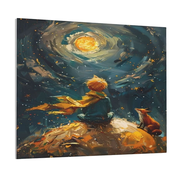 Logiee Whimsical Starry Night Scene Print Canvas Wall Art ,Art Poster,Canvas Decorative Picture,Decor Wall Pictures for Living Room Bedroom Bathroom,Ready to Hang