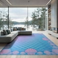 thumbnail image 2 of ODIKA 8'x10' Washable Area Rug Fish Scale Ombre Seashell Border Mermaid Gradient Refined Structured for Dining Room, Large Office, Lounge, Non-Slip Chair-Friendly Mat, 2 of 7
