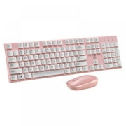 Wireless Keyboard and Mouse, Aluminum Ultra Slim Full-Size 2.4GHz Silent USB Wireless Keyboard Mouse Combo for Computer/Desktop/PC/Laptop/Surface/Smart TV and Windows 10/8/7 (Pink)