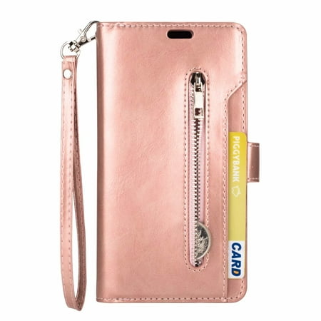 For Apple iPhone 8/7 Wallet Leather Case Multifunction Shockproof Zipper Card Pocket Stand Cover