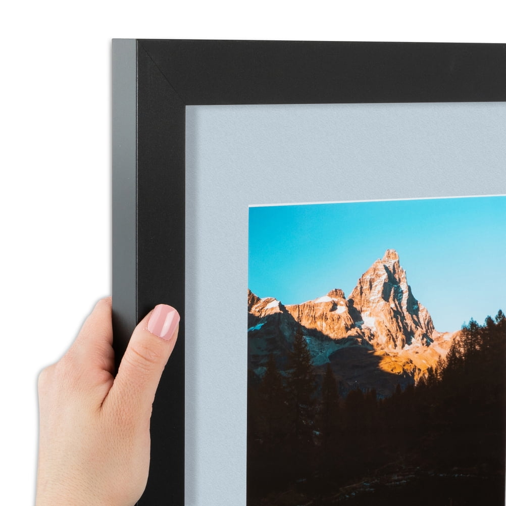 ArtToFrames 16x22 Matted Picture Frame with 12x18 Single Mat Photo Opening Framed in 1.25 Satin Black and 2 Baby Blue Mat (FWM-3926-16x22)