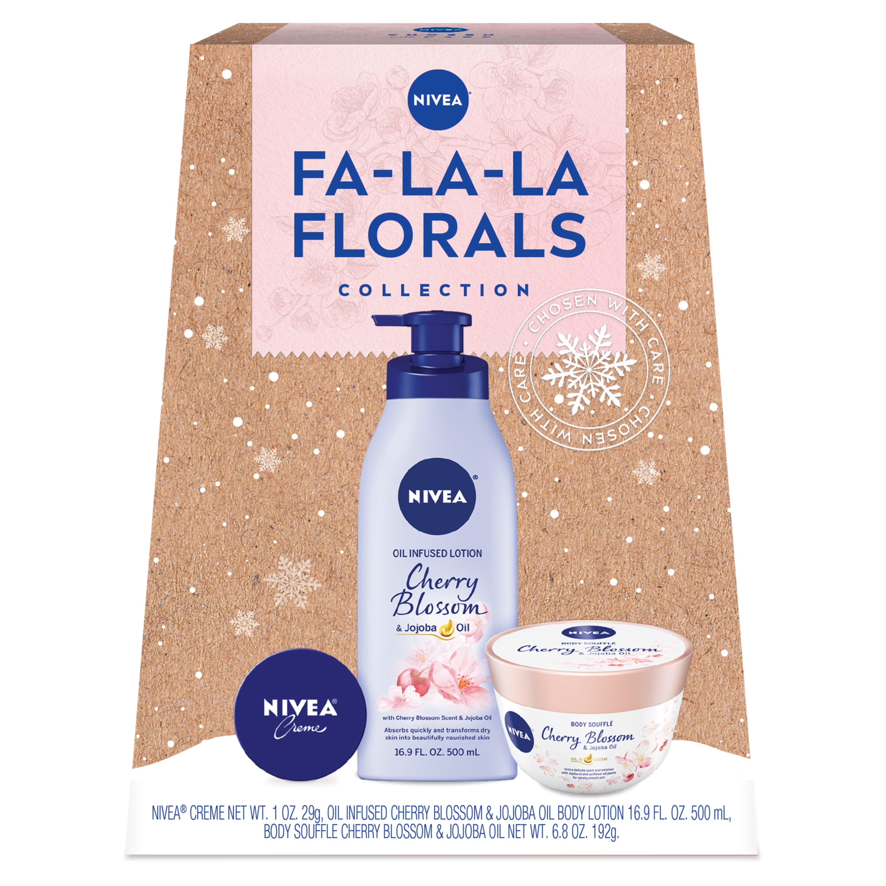 NIVEA FaLaLa Floral Body Lotion Gift Box, 3 Piece Gift Set Walmart