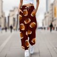 thumbnail image 2 of Pants for Women Pants Cargo Rugby Print Loose Drawstring Cuffed Strap High Waisted Casual Trousers with Pockets, 2 of 4