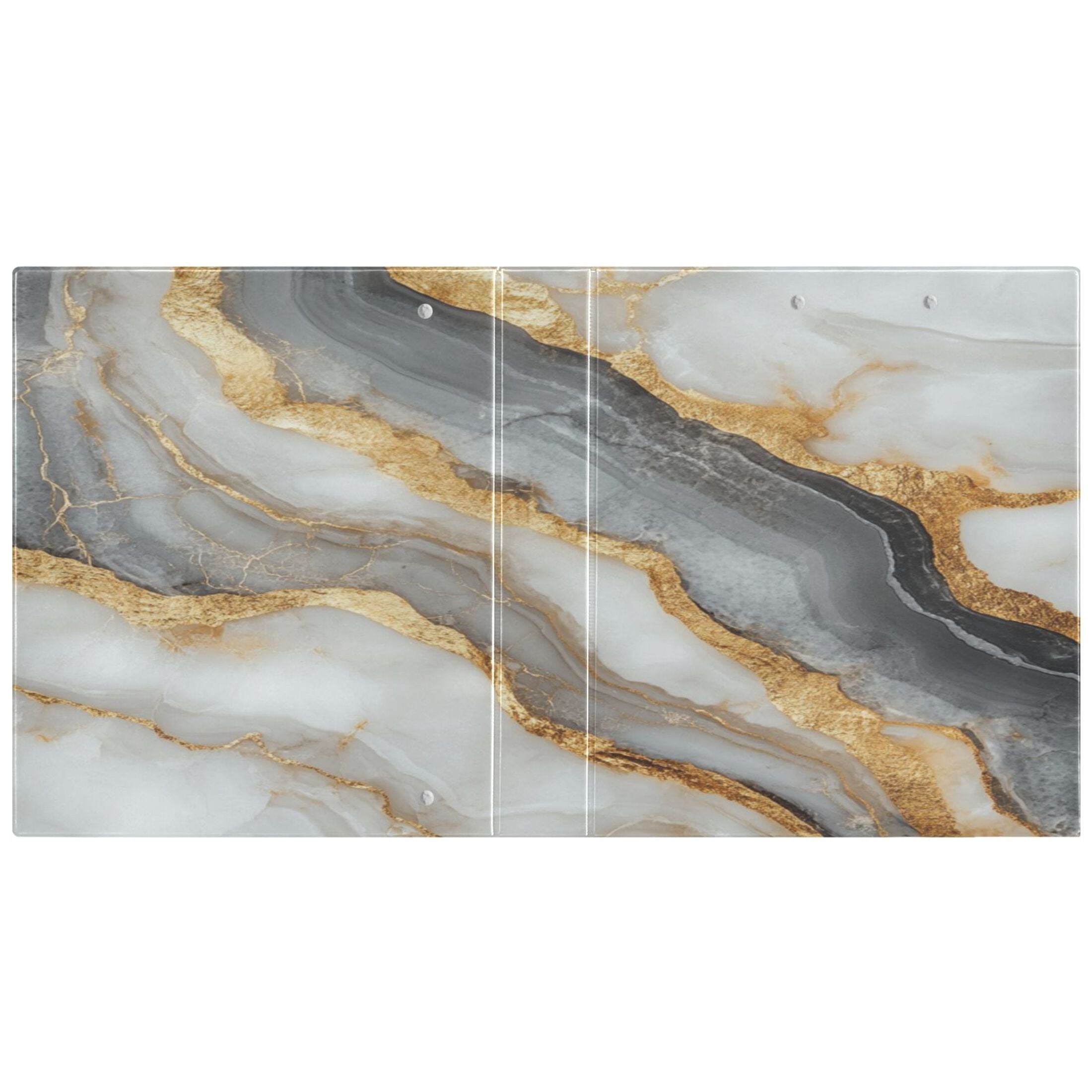 WOBOGO Black Gold Marble Pattern File Folders Extra Large Capacity to Hold 200 Sheets of Documents Hard Shell Ring Binder for School Home Office