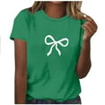 thumbnail image 4 of BLTIBY Womens Valentines Shirts Summer Short Sleeve Crewneck Bow Graphic Tops Casual Fashion Pullover Blouse Green L, 4 of 5