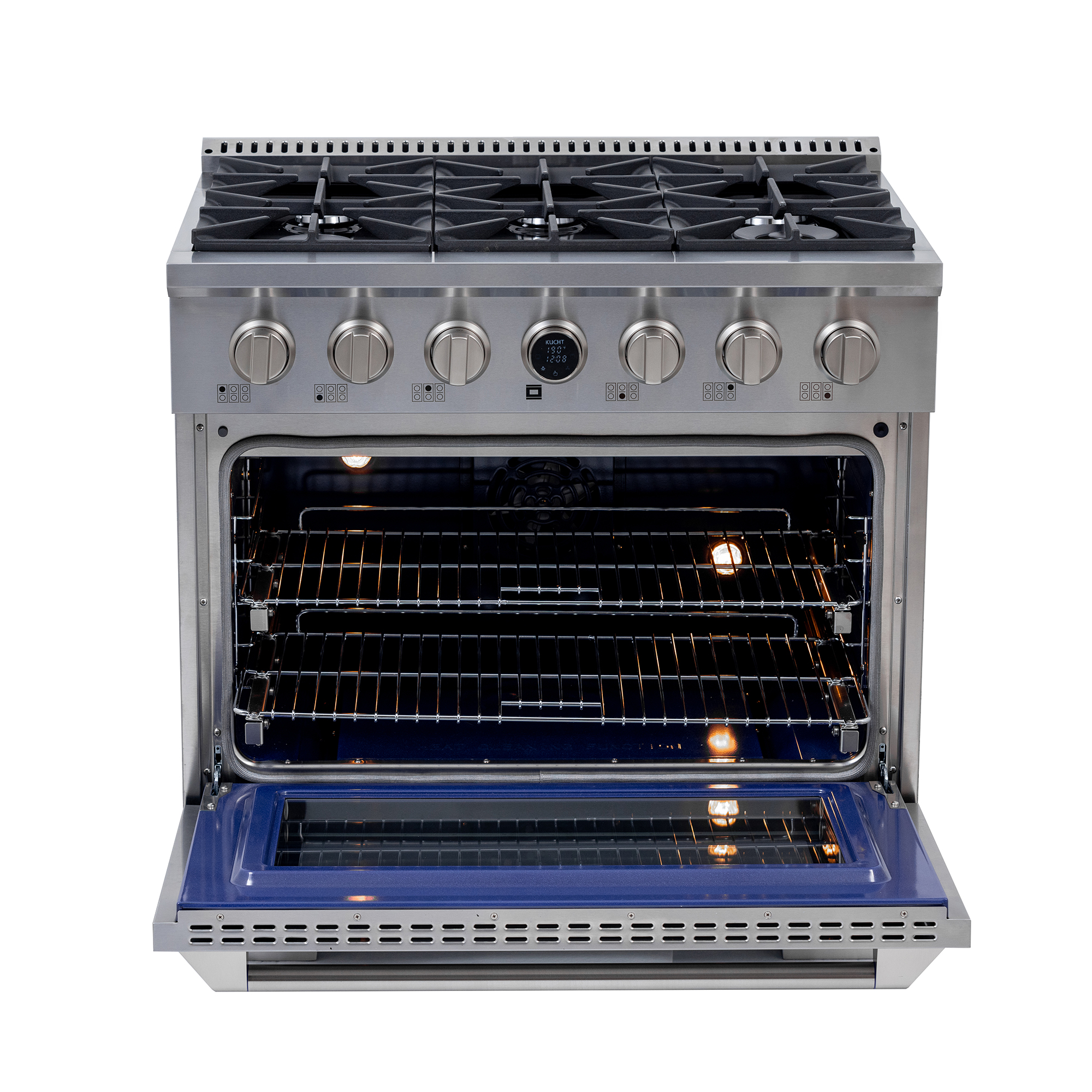 36 in. 5.2 cu. ft. 6 Burners Dual Fuel Range for Natural Gas in Stainless Steel.