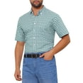 thumbnail image 4 of CAMISAS CHIC para HOMBRE con cuello puntiagudo, de manga corta, a cuadros, con botones, camisa de vestir de negocios XL en verde y blanco, 4 of 6