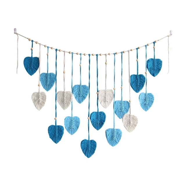 Tapiz de pared de macramé boho chic, diseño de colores a juego con hilo hecho a mano para una decoración estética de la habitación, tapiz de plumas boho con hilo de algodón natural, 120 cm