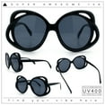 thumbnail image 2 of Womens Scribble Petal Rim Plastic Round Cute Feminine Sunglasses All Black, 2 of 8
