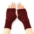 A Pair of Gloves Red Polyester Thermal Gloves for Women Warm Glove