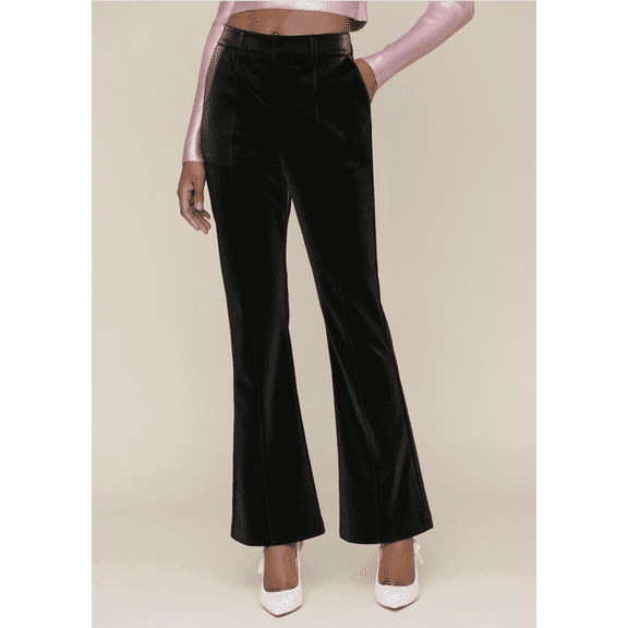 Avec Les Filles Women's Pintuck Kick-Flare High-Rise Pants - Black