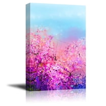 wall26 Canvas Wall Art - Pink Cherry Blossom in Spring - Giclee Print Gallery Wrap Modern Home Art Ready to Hang - 16x24 inches