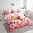 thumbnail image 2 of Erosebridal Kawaii Animal Capybara 7-Piece Bedding Comforter Set,Pink Flowers Cherry Blossom King Bedding Sets For Kids ,Reversible Pink, 2 of 7