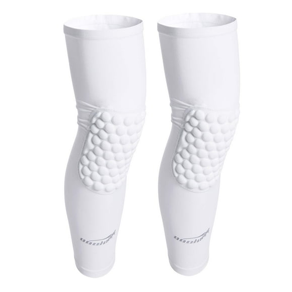 COOLOMG Basketball Knee Pads Youth Kids Adult Knee Compression Sleeves for Baseball Football Wrestling White XS