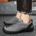 thumbnail image 5 of Men's Leather Casual Shoes Suede Non-Slip Lace Up Hiking Low Top Comfortable Anti-Collision Wear-Resistant Outdoor Sneakers Gray 6.5 US, 5 of 7