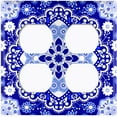 thumbnail image 3 of Metal Light Switch Plate Cover Blue White Snowflake Mandala Tile Pattern MDL086, 3 of 13