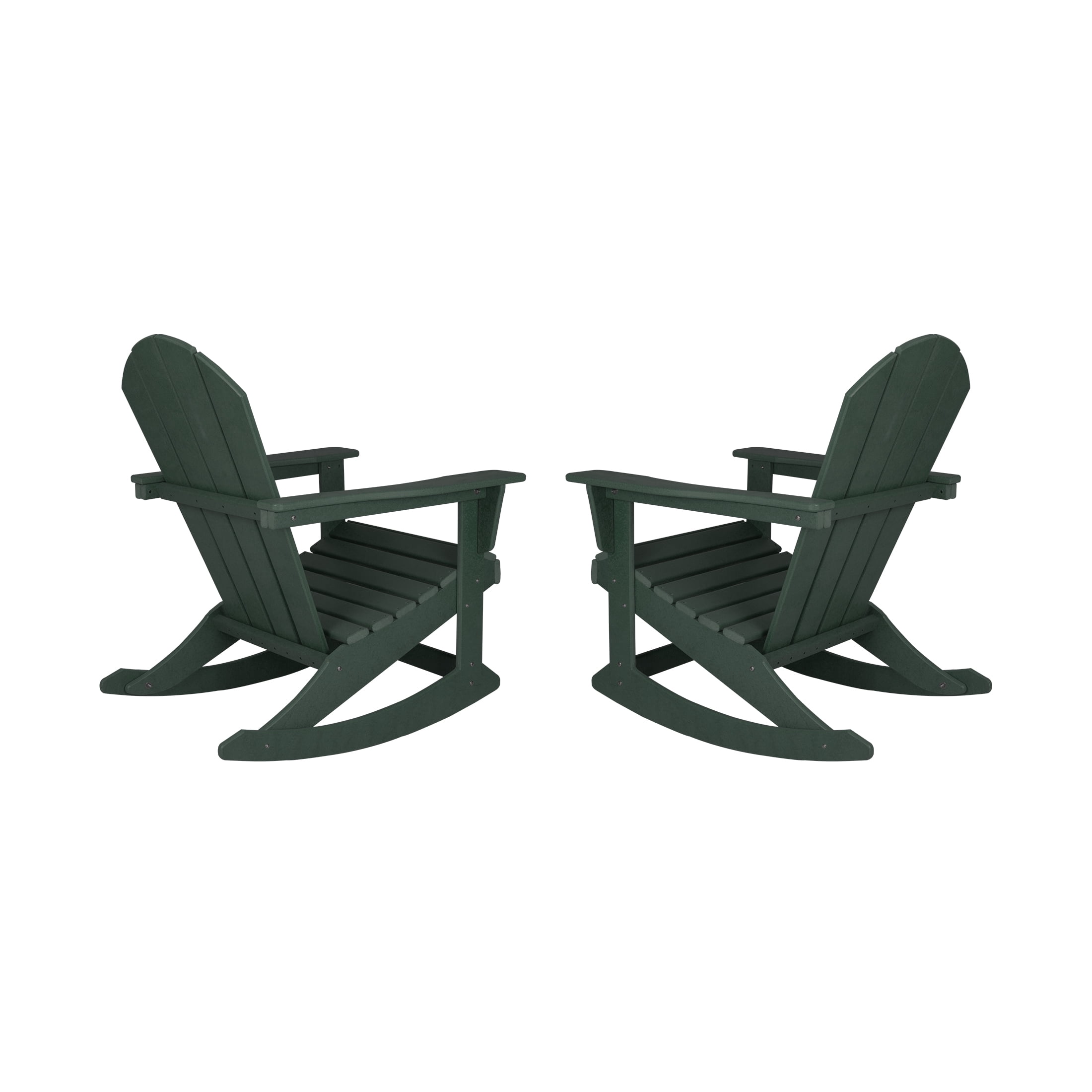 GARDEN Set of 2 - Plastic Outdoor Rocking Chairs for Patio Porch, Dark Green