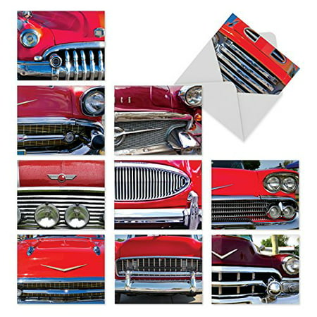 'M2120 CAR AND GRILLE' 10 Assorted Thank You Note Cards Rev Up the Engines for the Classic Car Buff with Envelopes by The Best Card
