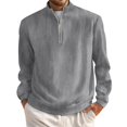 thumbnail image 2 of WTOBBY Men's Faded Color Quarter Zip Pullover Turtleneck Long Sleeve Top Retro Casual Shirt for Men in Cool Weather and Stylish Outfits,Dark Gray M, 2 of 6