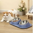 thumbnail image 6 of PETIMI Cat Bowl, Small Dog Bowls, Cat Food Bowl with 2 Removable Stainless Steel Feeding Bowls, Suitable for Small and Medium Sized Pets（Blue）, 6 of 8