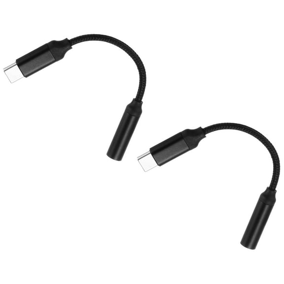 Uxcell 2pcs USB C to 3.5mm Female Audio Aux Jack Cable Type C Adapter to 3.5mm TRS Headphone Car Stereo HiFi Cord, Black