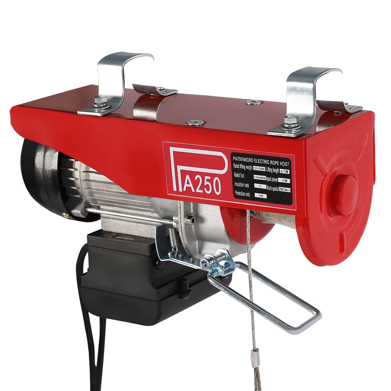 510W Electric Hoist Winch Hoist Crane Lift 550LBS 110V with Wired Remote Control