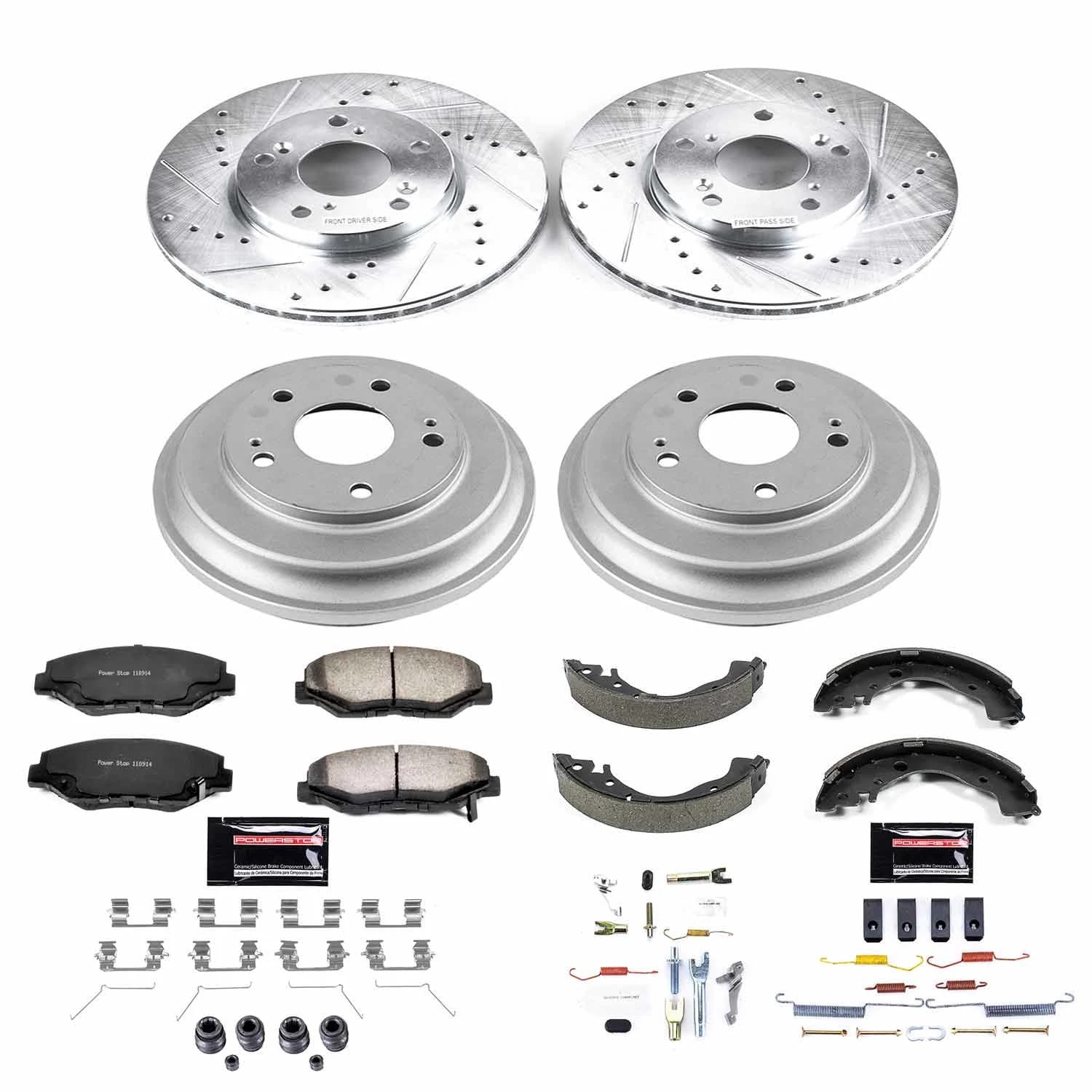 PowerStop Front and Rear Z36 Truck & Tow Brake Pad Rotor Drum and Shoe Kit Fits: HONDA Select Models K15243DK-36
