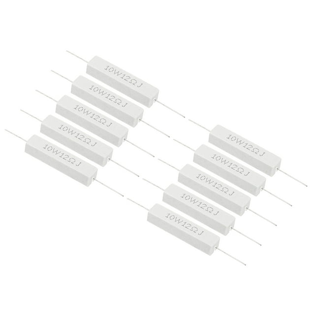 Unique Bargains 10 Pcs Résistances 12 Ohms, Résistance Céramique 10W Kit de Résistance de Puissance Tolérance 5 % pour Adaptateurs Audio