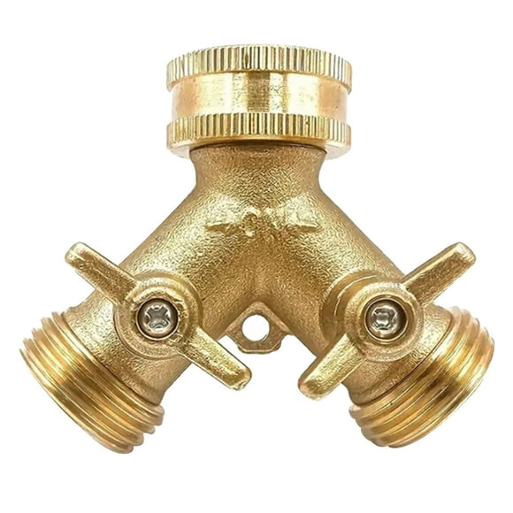 Garden Hose Splitter Brass Two-Way Splitter Garden Hose Splitter Faucet Three-Way Watering Copper Joint Garden Hose Timer,Garden Watering Can,Brass Hose Splitter