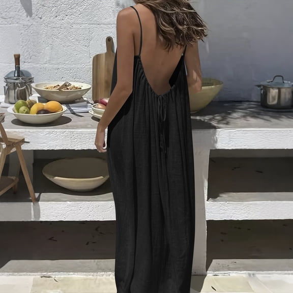 Sakmal Women Moomoo Nightgowns Maxi Relaxed Fit Sleeveless Womens Backless Cami Dress Cooling Lightweight Moomoo Nightgowns for Women L