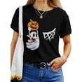 thumbnail image 1 of Halloween T-Shirt - Women'S Halloween Graphic T-Shirt - Cute Basketball & Pumpkin Design, Black Casual Tee, Loose Fit Short Sleeve Round Neck, Perfect for Halloween & Casual Attire, Halloween, 1 of 6