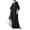 Black, variant on ZANZEA Womens Dresses V-Neck Puff Sleeve Solid Casual Baggy Maxi Dress