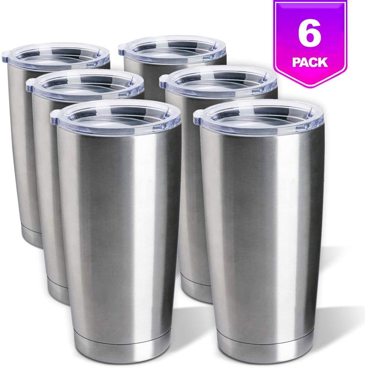 Stainless Steel Tumblers Bulk 6Pack 20oz Double Wall Vacuum Insulated