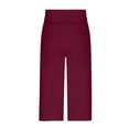 thumbnail image 3 of Ndbuld Capri Pants for Women Lightweight Ice Cool Capris for Women Fashion Women's Summer Woven Loose Casual Capris Solid Pants Capris Pants WineS, 3 of 4