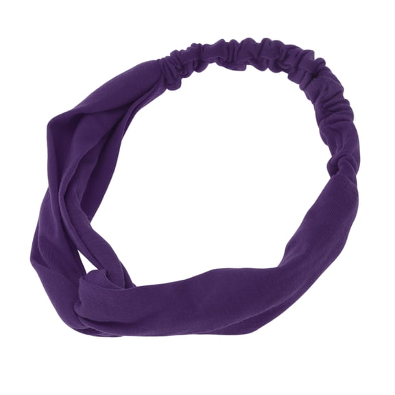 Unique Bargains 1 Pc Simple Solid Elastic Cross Headwrap for Women Dark Purple