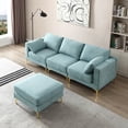 thumbnail image 3 of Triple Tree Polyester L shaped Sectional Sofa with Cushion, Turquoise, 3 of 9