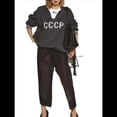 thumbnail image 2 of Suéter de Punto con Cuello en V y Larga para Mujer con Estampado de Letras Gris Oscuro M, 2 of 7