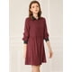 thumbnail image 3 of Vestido A Cuadros Vintage Casual Holgado Con Cuello En Contraste De Media Tapeta Para Mujer Vino S, 3 of 6