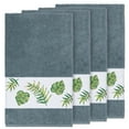 thumbnail image 2 of Authentic Hotel and Spa  Turkish Cotton Palm Fronds Embroidered Teal Blue 4-piece Bath Towel Set, 2 of 3