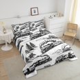 thumbnail image 4 of Erosebridal Trains Twin Size Comforter Set, Woodland Trees Steam Printed Bedding Sets For Bedroom, Vintage Mountains Teens Soft Comforter, Black White Rustic Road Microfiber Down Comforter, 4 of 6