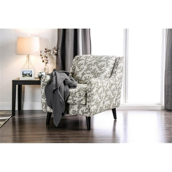 Furniture of America Shila Contemporary Fabric Accent Chair in Floral Beige