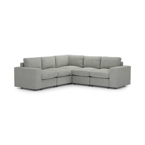 Sala Seccional Modular Esquinera Adapti 5 Plazas Reposabrazo Ancho Gris Niebla