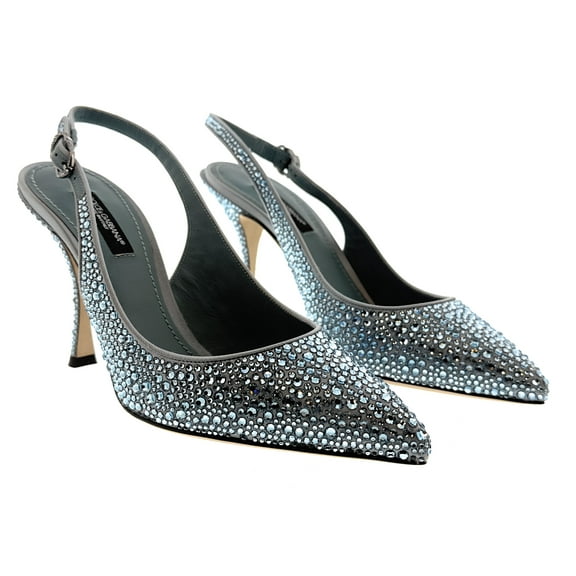 Dolce & Gabbana Blue Crystal Embellished Slingback Pumps-EU35.5 for womens
